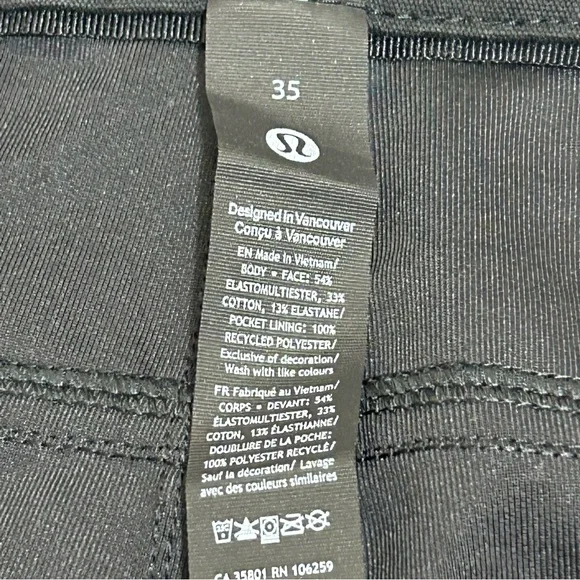 Lululemon ABC Classic-Fit Pant Black TwillMen's Size 35 x 30